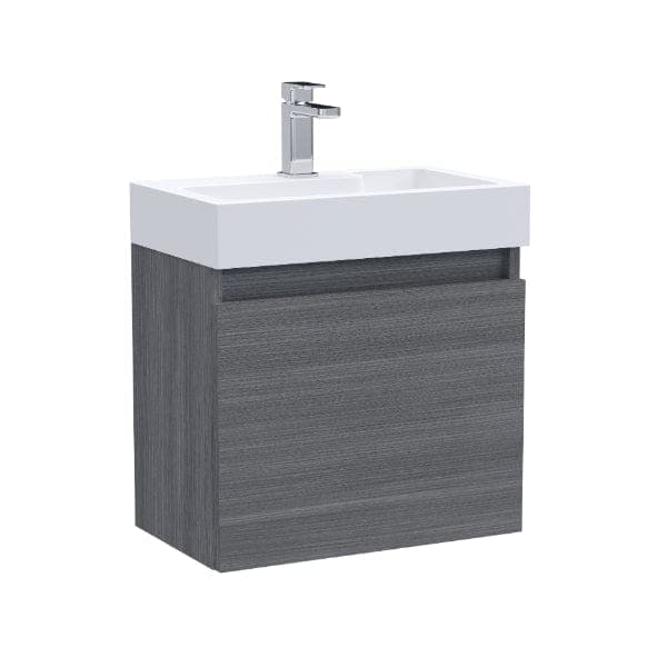 Nuie Wall Hung Vanity Units,Modern Vanity Units,Basins With Wall Hung Vanity Units,Nuie Anthracite Grey Nuie Merit 1 Door Wall Hung Vanity Unit With Slimline Basin 500mm Wide