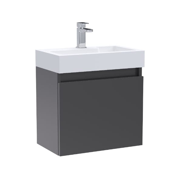 Nuie Wall Hung Vanity Units,Modern Vanity Units,Basins With Wall Hung Vanity Units,Nuie Gloss Grey Nuie Merit 1 Door Wall Hung Vanity Unit With Slimline Basin 500mm Wide