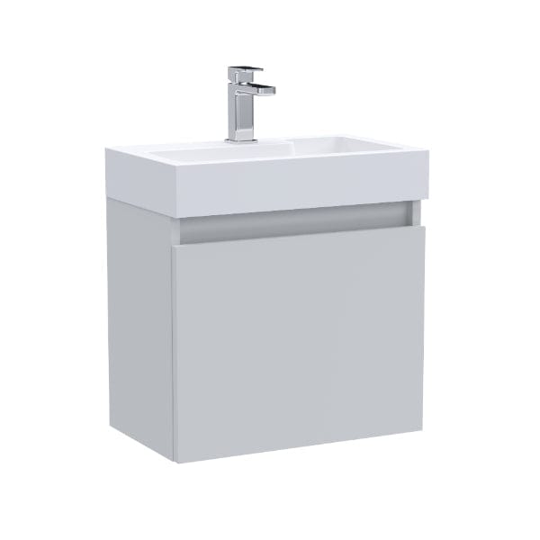 Nuie Wall Hung Vanity Units,Modern Vanity Units,Basins With Wall Hung Vanity Units,Nuie Gloss Grey Mist Nuie Merit 1 Door Wall Hung Vanity Unit With Slimline Basin 500mm Wide