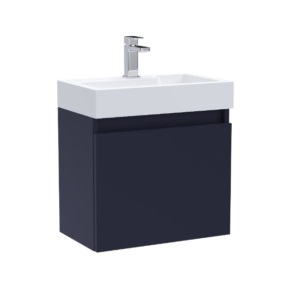 Nuie Wall Hung Vanity Units,Modern Vanity Units,Basins With Wall Hung Vanity Units,Nuie Electric Blue Nuie Merit 1 Door Wall Hung Vanity Unit With Slimline Basin 500mm Wide