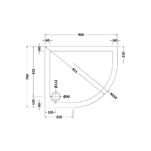 Nuie Offset Quadrant Shower Trays,Shower Trays,Nuie Nuie Offset Quadrant Shower Tray - Slate Grey