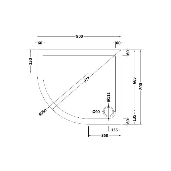 Nuie Offset Quadrant Shower Trays,Shower Trays,Nuie Nuie Offset Quadrant Shower Tray - Slate Grey