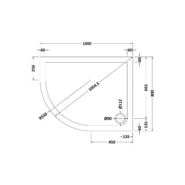 Nuie Offset Quadrant Shower Trays,Shower Trays,Nuie Nuie Offset Quadrant Shower Tray - Slate Grey