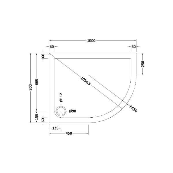 Nuie Offset Quadrant Shower Trays,Shower Trays,Nuie Nuie Offset Quadrant Shower Tray - Slate Grey