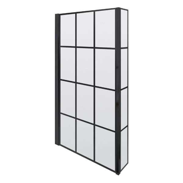 Nuie Bath Screens,Nuie,Bath Accessories Nuie Pacific Framed Shower Bath Screen With Fixed Return - 1430mm x 808mm - Matt Black