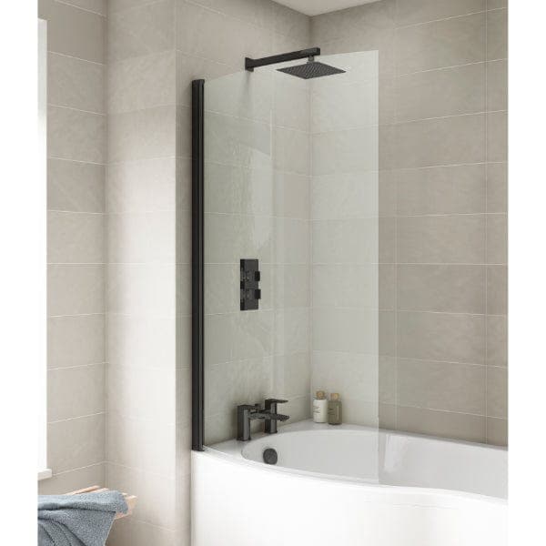Nuie Bath Screens,Nuie,Bath Accessories Nuie Pacific P-Shaped Shower Bath Screen - 1433mm x 715mm - Clear