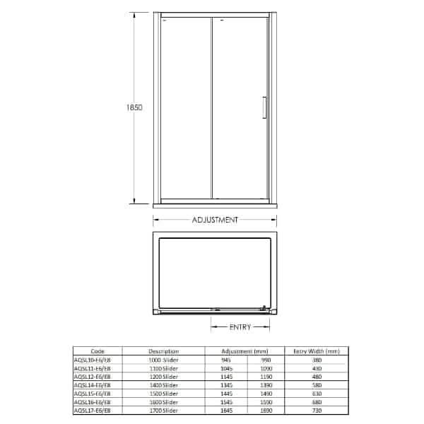 Nuie Sliding Shower Doors,Nuie,Shower Doors Nuie Pacific Sliding Shower Door With Handle - Chrome