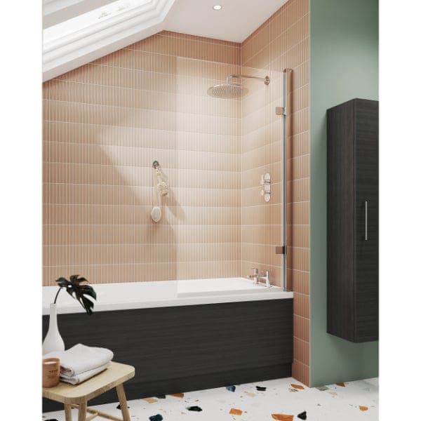 Nuie Bath Screens,Nuie,Bath Accessories Nuie Pacific Square Hinged Shower Bath Screen - 1520mm x 830mm - Chrome