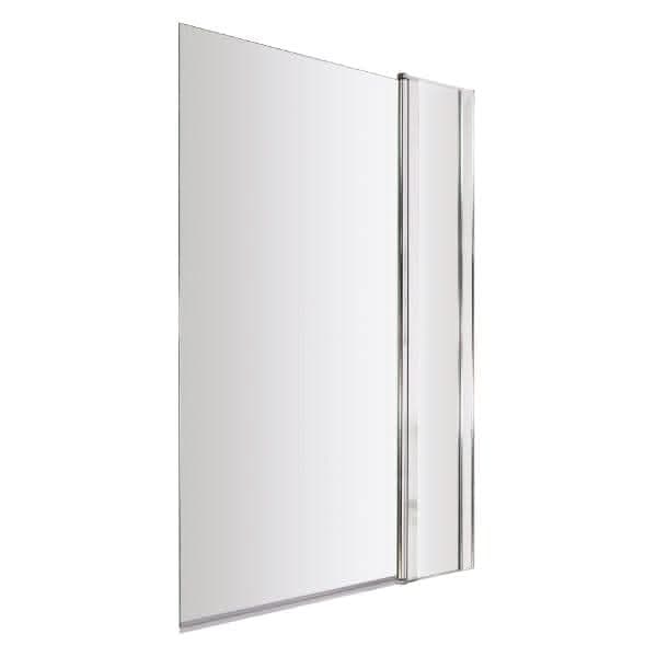 Nuie Bath Screens,Nuie,Bath Accessories Nuie Pacific Square Hinged Shower Bath Screen With Fixed Panel - 1435mm x 1005mm - Polished Chrome