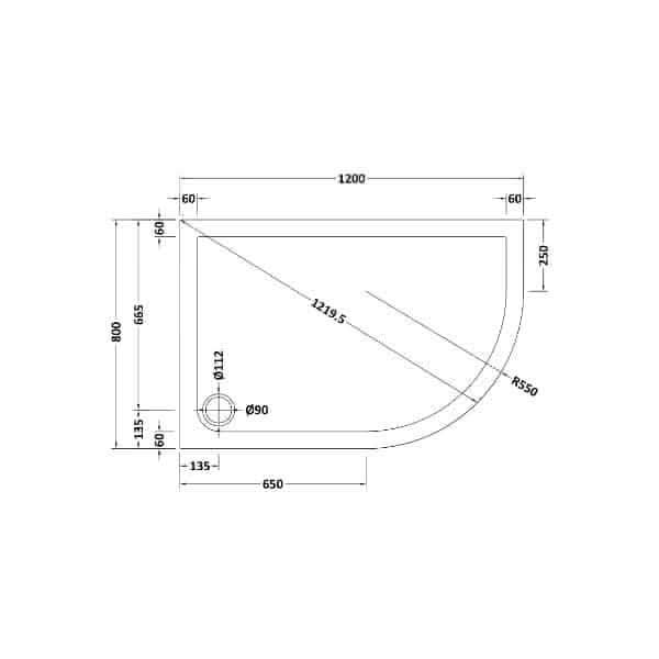 Nuie Offset Quadrant Shower Trays,Shower Trays,Nuie Nuie Slip Resistant Offset Quadrant Shower Tray - White