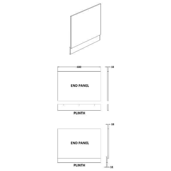 Nuie Bath Panels,Nuie,Bath Accessories Nuie Straight Shower Bath End Panel With Plinth - Gloss White