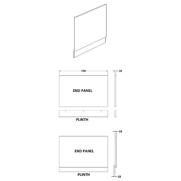 Nuie Bath Panels,Nuie,Bath Accessories Nuie Straight Shower Bath End Panel With Plinth - Gloss White