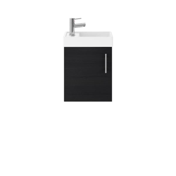 Nuie Wall Hung Vanity Units,Modern Vanity Units,Basins With Wall Hung Vanity Units,Nuie Charcoal Black Nuie Vault 1 Door Wall Hung Vanity Unit With Basin 400mm Wide