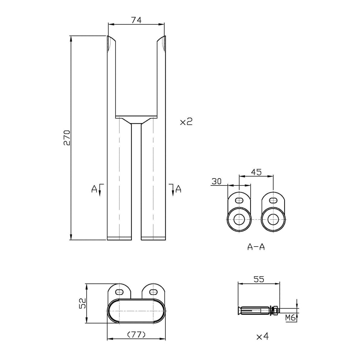 Bathroom4less Heating,Heating Accessories,Other Heating Accessories Radiator Leg set 270mm High - Matt Black