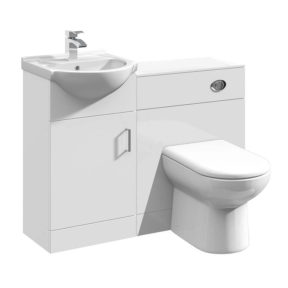 VeeBath Furniture > Combination Vanity Units Vanity Bathroom Furniture Set WC Toilet Unit Pan Cistern Sink Link Bundle 1050mm