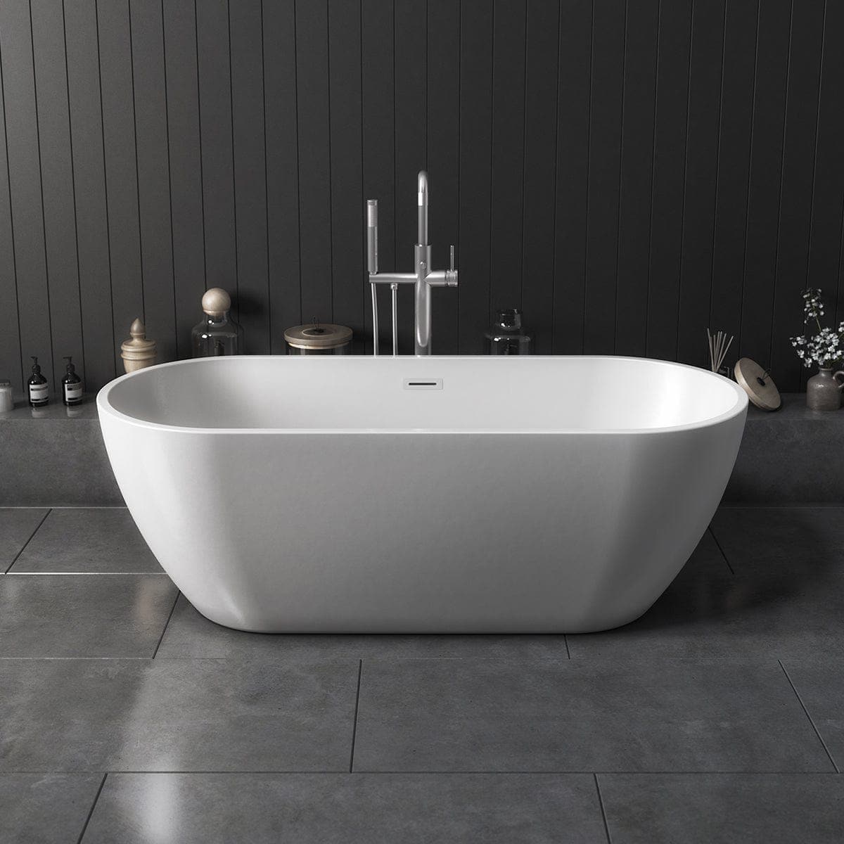 Veebath Foam Bath Freestanding Double Sided Acrylic Glossy White Finis -  Bathroom4Less