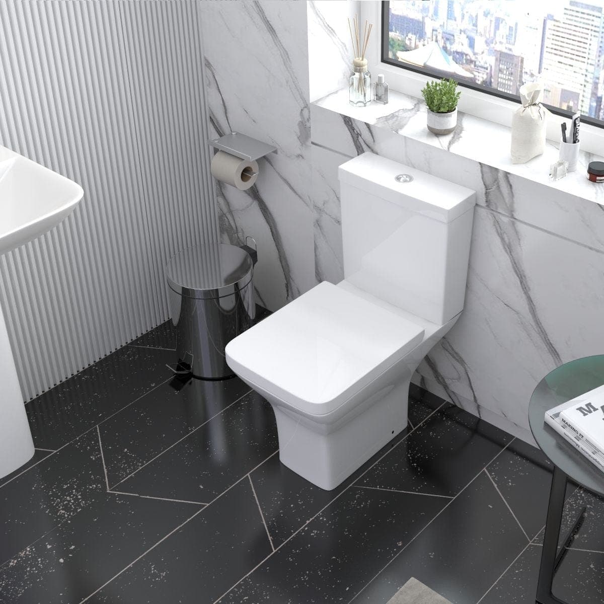 iBathUK Toilets > Close Coupled Toilets Venice Ceramic Close Coupled Toilet - White